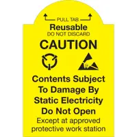 Tape Logic® Labels, "Pull Tab Reusable - Do Not Discard", 2" x 3", Yellow/Black, 500/Roll