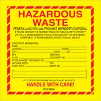 Tape Logic® Labels, "Hazardous Waste - New Jersey", 6" x 6", Red/Yellow/Black, 500/Roll