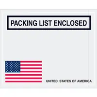 Tape Logic® "Packing List Enclosed" Envelopes, U.S.A. Flag, 4 1/2" x 5 1/2", Red/White/Blue, 1000/Case