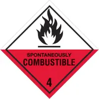 Tape Logic® Labels, "Spontaneously Combustible - 4", 4" x 4", Red/White/Black, 500/Roll