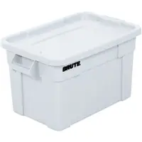 Brute® Totes with Lid, 28" x 18" x 15", White, 1/Each