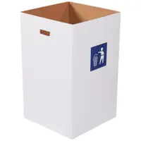 Corrugated Trash Can with Waste Logo, 40 Gallon, 18" x 18" x 30", White, 10/Bundle