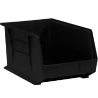 Plastic Stack & Hang Bin Boxes, 5 3/8" x 4 1/8" x 3", Black, 24/Case