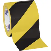 Tape Logic® Striped Vinyl Tape, 7.0 Mil, 4" x 36 yds., Black/Yellow, 12/Case