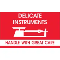 Tape Logic® Labels, "Delicate Instruments - HWC", 3" x 5", Red/White, 500/Roll