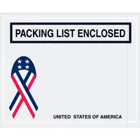 Tape Logic® "Packing List Enclosed" Envelopes, U.S.A. Ribbon, 4 1/2" x 5 1/2", Red/White/Blue, 1000/Case