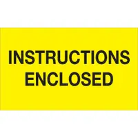 Tape Logic® Labels, "Instructions Enclosed", 3" x 5", Fluorescent Yellow, 500/Roll