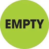 Tape Logic® Labels, "Empty", 2" Circle, Fluorescent Green, 500/Roll