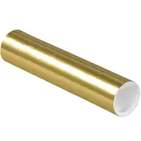 Mailing Tubes with Caps, 2" x 9", Gold, 50/Case