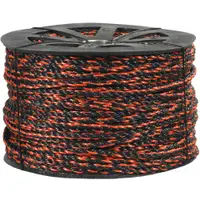 Twisted Polypropylene Rope, 3/8", 2,450 lb, Black/Orange, 600'/Case