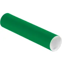 Mailing Tubes with Caps, 2" x 9", Green, 50/Case