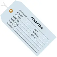 Inspection Tags, Pre-Strung, "Accepted", 4 3/4" x 2 3/8", Blue, 1000/Case