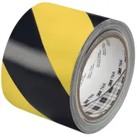 3M™ 766 Striped Vinyl Tape, 5.0 Mil, 3" x 36 yds., Black/Yellow, 2/Case