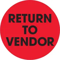 Tape Logic® Labels, "Return To Vendor", 2" Circle, Fluorescent Red, 500/Roll