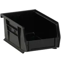Plastic Stack & Hang Bin Boxes, 7 3/8" x 4 1/8" x 3", Black, 24/Case