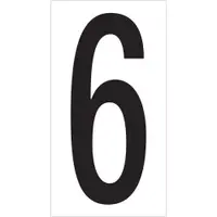 Vinyl Warehouse Number Labels, "6", 3 1/2", Black/White, 50/Case