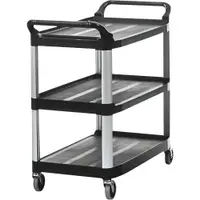 Rubbermaid® Service Cart, 41" x 20" x 38", Black, 1/Each