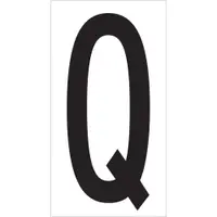 Vinyl Warehouse Letter Labels, "Q", 3 1/2", Black/White, 50/Case