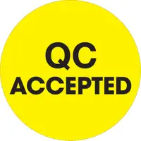 Tape Logic® Labels, "QC Accepted", 2" Circle, Fluorescent Yellow, 500/Roll