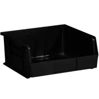 Plastic Stack & Hang Bin Boxes, 10 7/8" x 11" x 5", Black, 6/Case