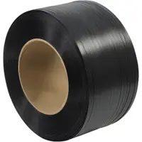 Polypropylene Strapping, Hand Grade, Embossed, 8" x 8" Core, 1/2" x 9000', Black, 1/Coil