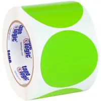 Tape Logic® Inventory Circle Labels, 3", Fluorescent Green, 500/Roll