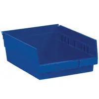 Plastic Shelf Bin Boxes, 11 5/8" x 8 3/8" x 4", Blue, 20/Case