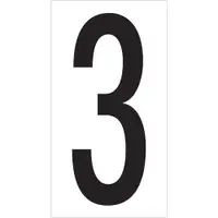 Vinyl Warehouse Number Labels, "3", 3 1/2", Black/White, 50/Case