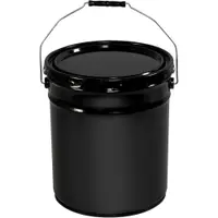 Metal Pail, Open Head with Handle, 5 Gallon, Black, 1/Each