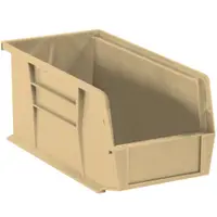 Plastic Stack & Hang Bin Boxes, 18" x 8 1/4" x 9", Ivory, 6/Case
