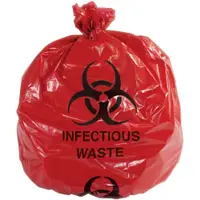 Infectious Waste Trash Liner, Red with "Infectious Waste" Print, 40 - 45 Gallon, 1.1 Mil., 40" x 46", 100/Case