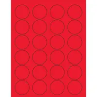 Tape Logic® Circle Laser Labels, 1 5/8", Fluorescent Red, 2400/Case