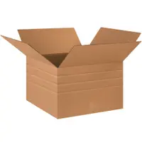 Multi-Depth Corrugated Boxes, 18" x 18" x 12", Kraft, 20/Bundle; 120/Skid