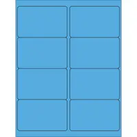 4 x 2 1/2" Fluorescent Blue Rectangle Laser Labels 100 SHEETS