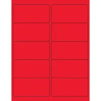 Tape Logic® Removable Rectangle Laser Labels, 4" x 2", Fluorescent Red, 1000/Case