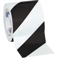 Tape Logic® Striped Vinyl Tape, 7.0 Mil, 4" x 36 yds., Black/White, 12/Case