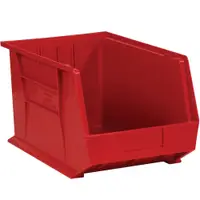 Plastic Stack & Hang Bin Boxes, 10 3/4" x 8 1/4" x 7", Red, 6/Case