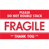 Tape Logic® Labels, "Fragile - Do Not Double Stack", 3" x 5", Red/White, 500/Roll