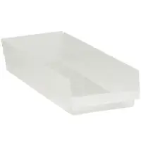 Plastic Shelf Bins, 23 5/8" x 8 3/8" x 4", Clear, 6/Case
