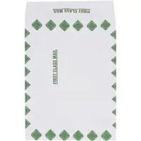Tyvek® Expandable Envelopes, 10" x 13" x 1 1/2", First Class, White/Green, 100/Case