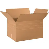 Multi-Depth Corrugated Boxes, 24" x 18" x 18", Kraft, 15/Bundle; 120/Skid