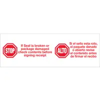 Tape Logic® Pre-Printed Carton Sealing Tape, "Stop / Alto", 2.2 Mil, 2" x 110 yds., Red/White, 36/Case