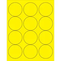 Tape Logic® Circle Laser Labels, 2 1/2", Fluorescent Yellow, 1200/Case