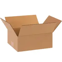Flat Corrugated Boxes, 10" x 8" x 4", Kraft, 25/Bundle; 500/Skid