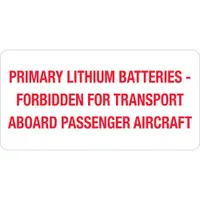 Tape Logic® Labels, "Primary Lithium Batteries", 2" x 4", Red/White, 500/Roll