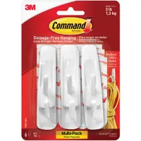 3M™ 17001 Command™ Value Pack, Medium, White, 6 Hooks and 12 Strips, 6/Packs per Case