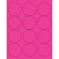 Tape Logic® Circle Laser Labels, 2 1/2", Fluorescent Pink, 1200/Case