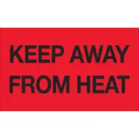 Tape Logic® Labels, "Keep Away from Heat", 3" x 5", Fluorescent Red, 500/Roll