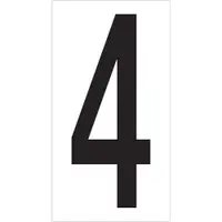 Vinyl Warehouse Number Labels, "4", 3 1/2", Black/White, 50/Case