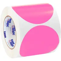 Tape Logic® Inventory Circle Labels, 4", Fluorescent Pink, 500/Roll